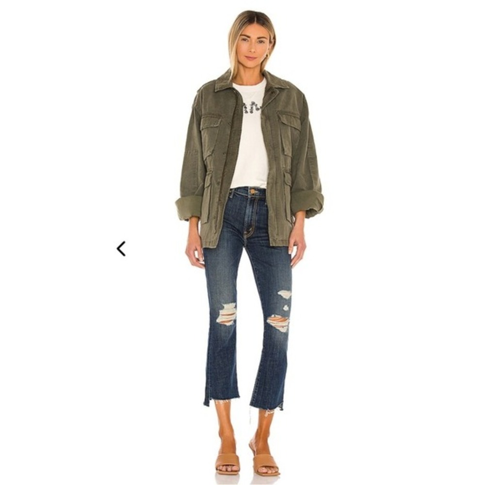 Mother The Insider Crop Step Fray‎ Jeans Wicked Wildflower Distressed Blue 26